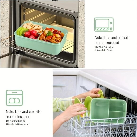 NEW Leak-Proof Bento Lunch Box 40.58 oz with Cutlery Utensils Locking Lid - Picture 5 of 5